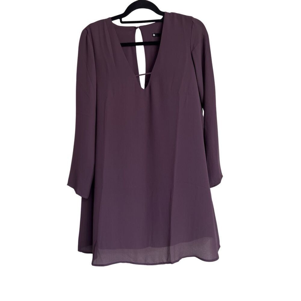 Revolve Krisa Dress Womens Size Small Purple Mini Tunic Deep V-Neck Long Sleeve
